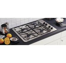 GE JGP328SEKSS Stainless Steel Gas Cooktop, 30in, with Deep Recessed Design, Sealed Cooktop Burners, Electronic Ignition and Dishwasher Safe Grates  Stainless Steel