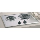 GE JP201 Electric Cooktop, 21in, with 2 Coil Cooktop, Removable One-Piece Drip Bowls and 21 1/4" Porcelain Enameled Cooktop  