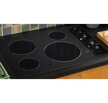 GE JCP346BMBB Black Electric Cooktop, 30in, with 2 Ribbon, 6" Heating Elements, 8" Heating Element with PowerBoil, Hot Surface Indicator Lights and Ceramic Finish   Black