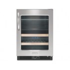 Kitchen Aid KBCS24RS Built In Under Counter Wine Cooler, 24in, with  Two Glass Shelves, 22 Bottle Capacity & Three Temperature Zones