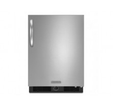 Kitchen Aid KURS24RSBS Black-on-Stainless  Right Hinge Built In Undercounter Refrigerator, 24in, 5.7 cu.ft, with Spill Clean Glass Shelves, Adjustable temperature control on the base grille and Wrap-around stainless steel door   Black-on-Stainless  Right Hinge