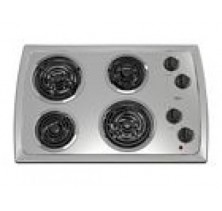 Whirlpool RCS3014RB Black On Black Electric Cooktop, 30in, with 4 High-Speed Coil Elements, Multiple elements give you multiple options and Push-to-Turn Infinite-Heat Controls  Black on Black