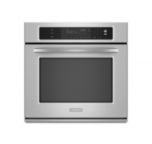 Kitchen Aid KEBK101SSS Stainless SteelSS Single Wall Oven, 30in, 4.3 cu.ft, with ClearBake Hidden Element, True-Broil Reflector, Halogen Lighting and Glass-Touch Oven Display Stainless Steel