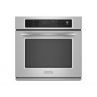 Kitchen Aid KEBK101SSS Single Wall Oven, 30in, 4.3 cu.ft, with ClearBake Hidden Element, True-Broil Reflector, Halogen Lighting and Glass-Touch Oven Display