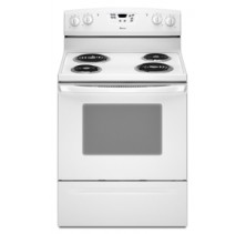 Amana AER5522VCW  White Freestanding Electric Range, 30in, 4.8 cu.ft, with Temp Assure Cooking System, Custom Broil, Extra-Large Oven Window and Electronic Clock with Timer    White