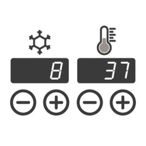 Upfront temperature controls with actual temperature setting display - GDE21DMKES
