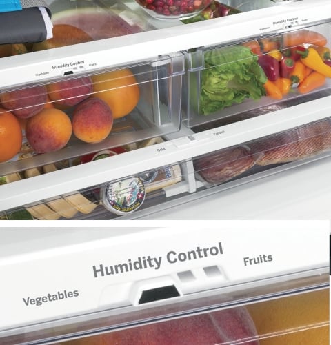 Two humidity-controlled drawers and full-width drawer - GNE25JYKFS