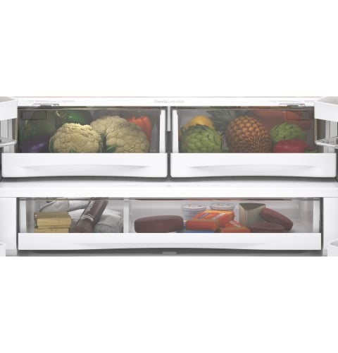 Two humidity-controlled drawers and full-width drawer with LED light Two humidity-controlled drawers and full-width drawer with LED light