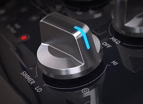 Boutons éclairés par LED bleue