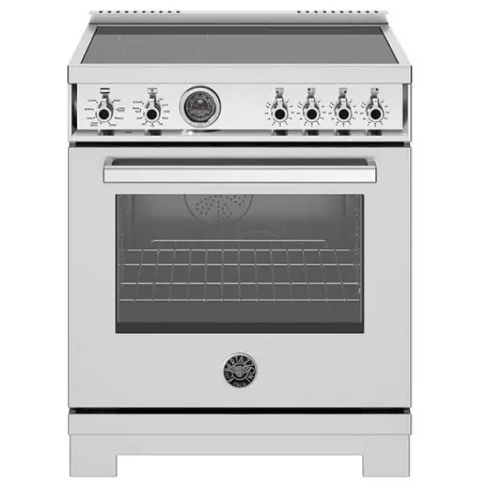 Bertazzoni Induction Range, 4.6 cu. ft. Capacity, 30 inch Exterior Width, Self Clean, Convection, 4 Burners, Air Fry, Stainless Steel colour Soft Close Door, Telescopic Gliding Extension Rack, True European Convection, Temperature Probe