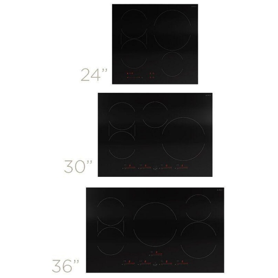 Elica, 24 pouce Largeur extérieure, 4 brûleurs, 3,000 Watts maximal d'élément, couleur Noir