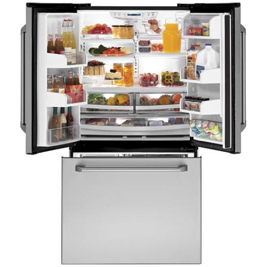 Cafe Bottom Freezer French Door Refrigerator, 24.9 cu. ft. Capacity, Ice Dispenser (Freezer Located), Stainless Steel colour