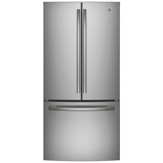 GE French Door Refrigerator, 33 inch Width, 24.8 cu. ft. Capacity, ENERGY STAR Certified, Stainless Steel colour Glass Shelves