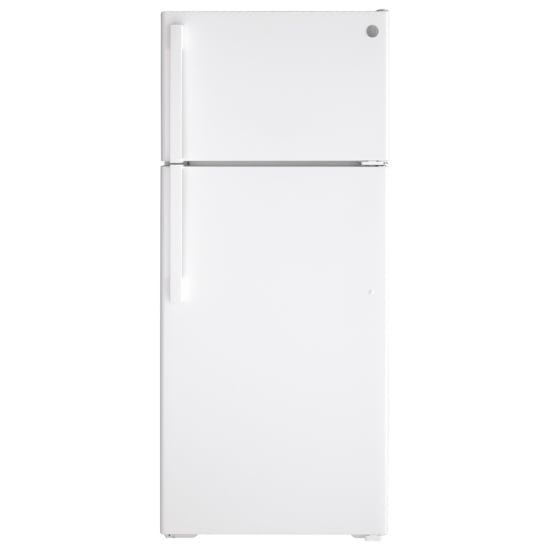 GE Top Freezer Refrigerator, 28 inch Width, 17.5 cu. ft. Capacity, Optional Ice Maker (Special Order), ENERGY STAR Certified, White colour