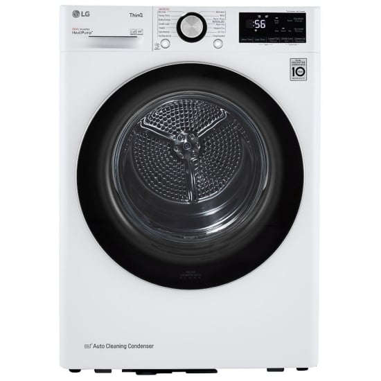LG Electric Dryer, 4.2 cu. ft. Dryer Capacity, 14 Dry Cycles, 3 Temperature Settings, Ventless - Heat Pump, Stackable, Wifi Enabled, White colour