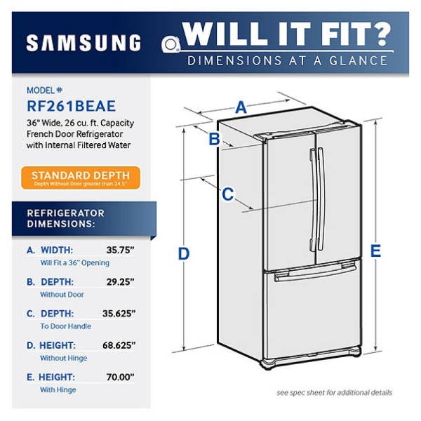 RF261BEAESR Samsung Refrigerator Canada Best Price, Reviews and Specs