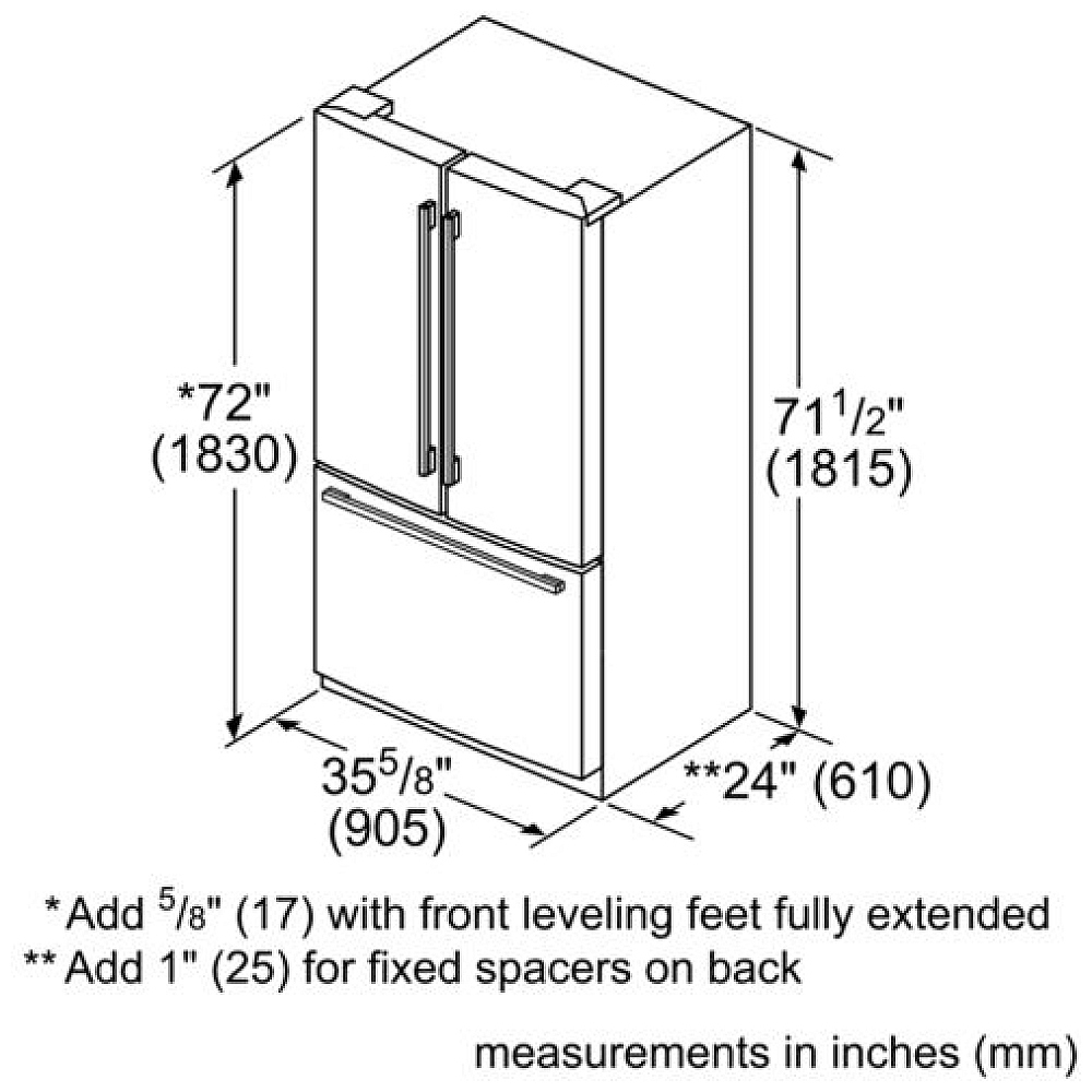B36CT81SNS Bosch 800 Series 36" French Door Refrigerator Canada Parts
