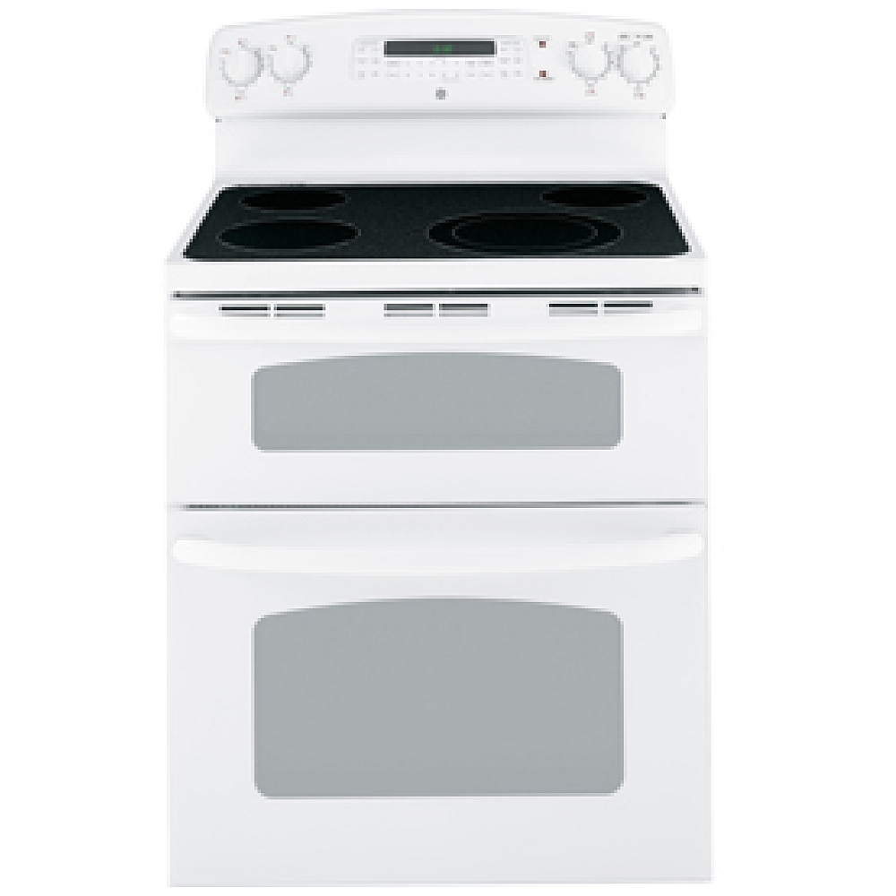 ge double oven electric range white