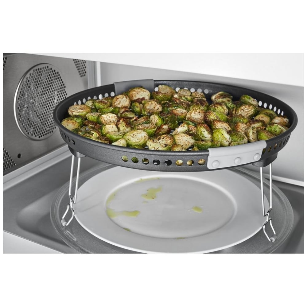 Air fry basket positioned inside the microwave