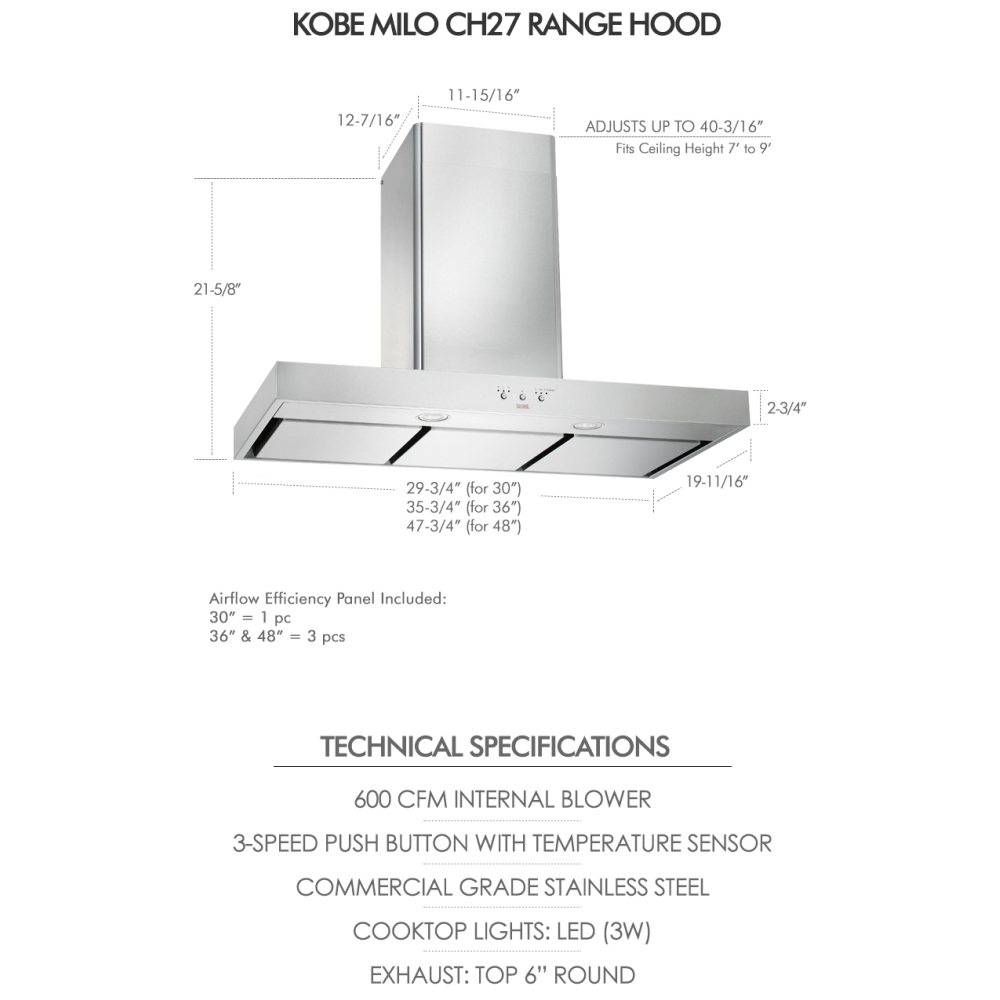 CH2748SQ3WMXX Kobe Range Hood Canada Parts Discontinued Sale! Best Price, Reviews and Specs