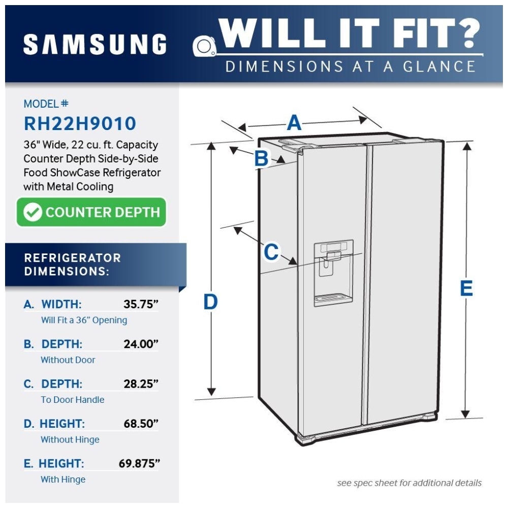 RH22H9010SR Samsung 36 inch Side by Side Refrigerator Canada Parts