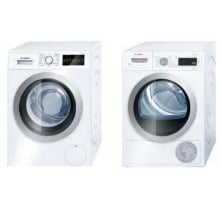 Bosch WAW285H1UC Washer<br>
Bosch WTW87NH1UC Electric Dryer Combo