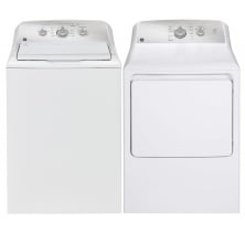 GE GTW331BMRWS Top Load Washer<br>
GE GTX33EBMRWS Electric Dryer Combo