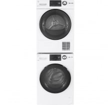 GE 3-Piece Stackable GFW148SSMWW Washer, GFD14JSINWW Electric Dryer, & GFA24KITL Stacking Kit